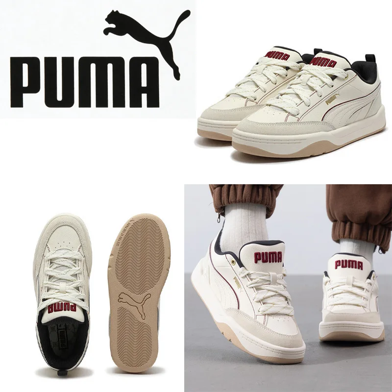 

PUMA Unisex Low Top Skate Sneakers 401857-01 Mixed Material Upper Gold Logo Shoes