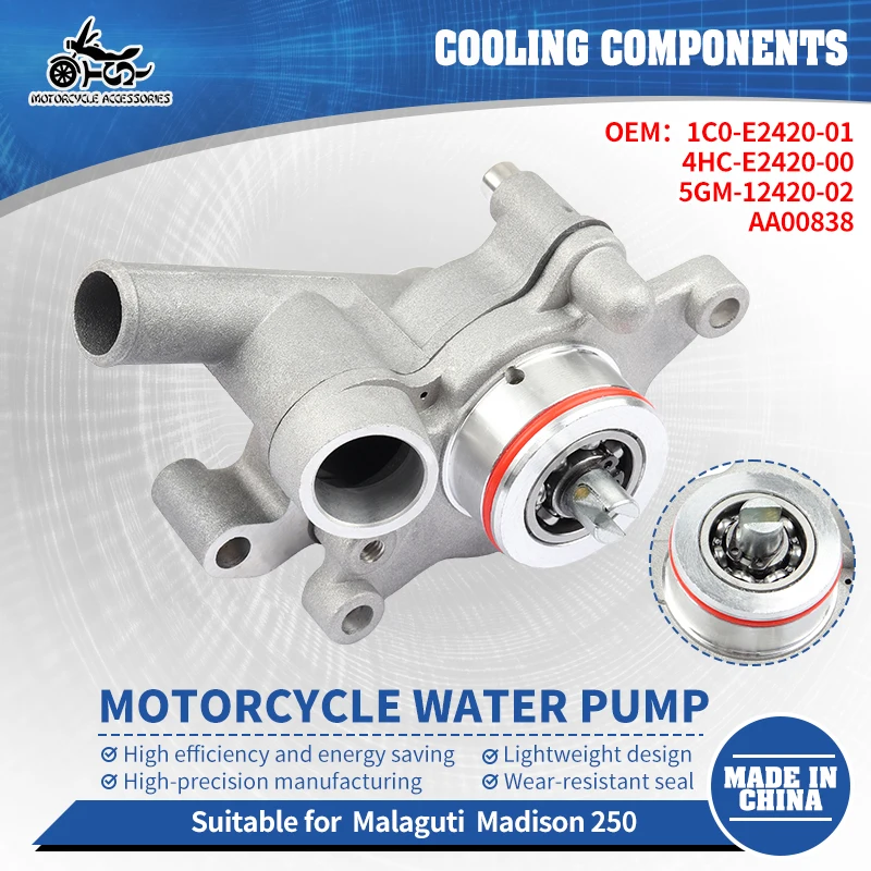

SJ 4HC-E2420-00 Motorcycle Water Pump Assembly Cooling System Leak Prevention For Malaguti Madison 250 OEM :5GM-12420-02 AA00838