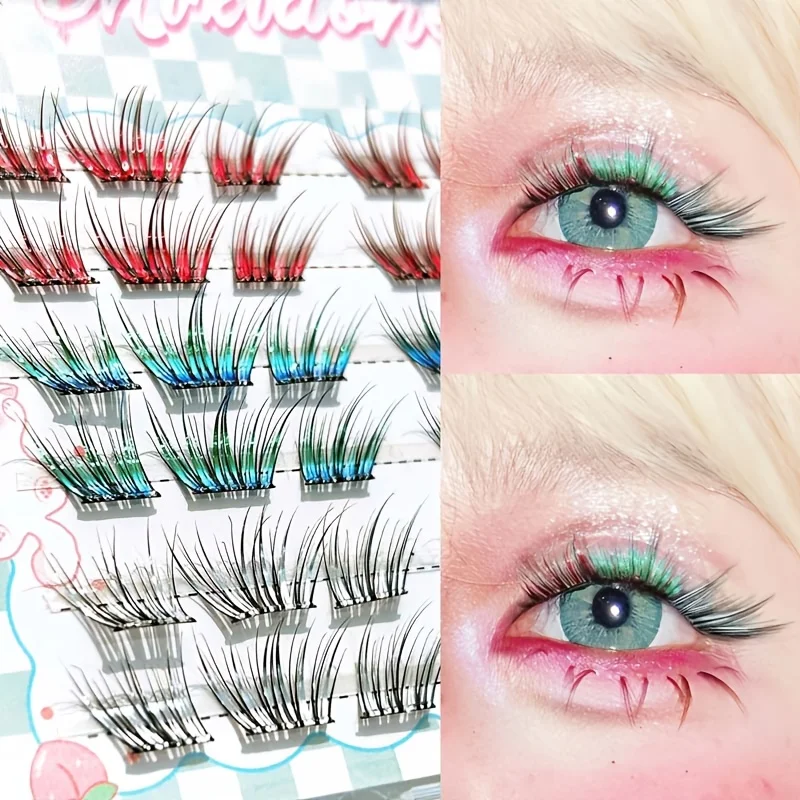 Mixiaohe Christmas Limited Elf Glue Free Cluster Eyelashes 36 Clusters D Curl Segmented Reusable for Party Stage Cosplay