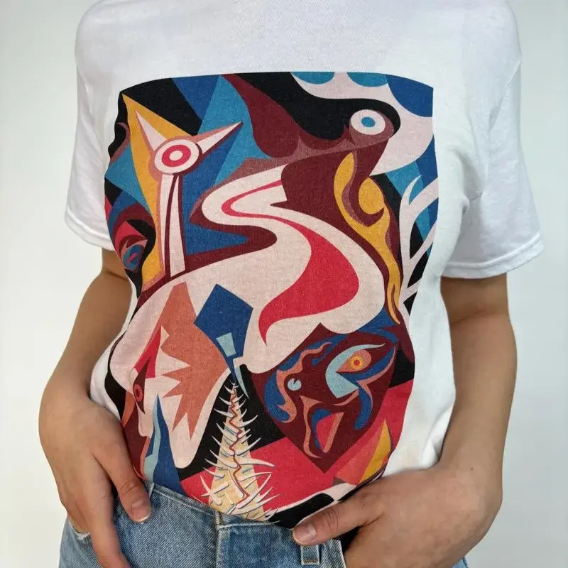Picasso Inspired T Shirt Cubism Humanoid Abstract Original Design Modern Art painting Streetwear