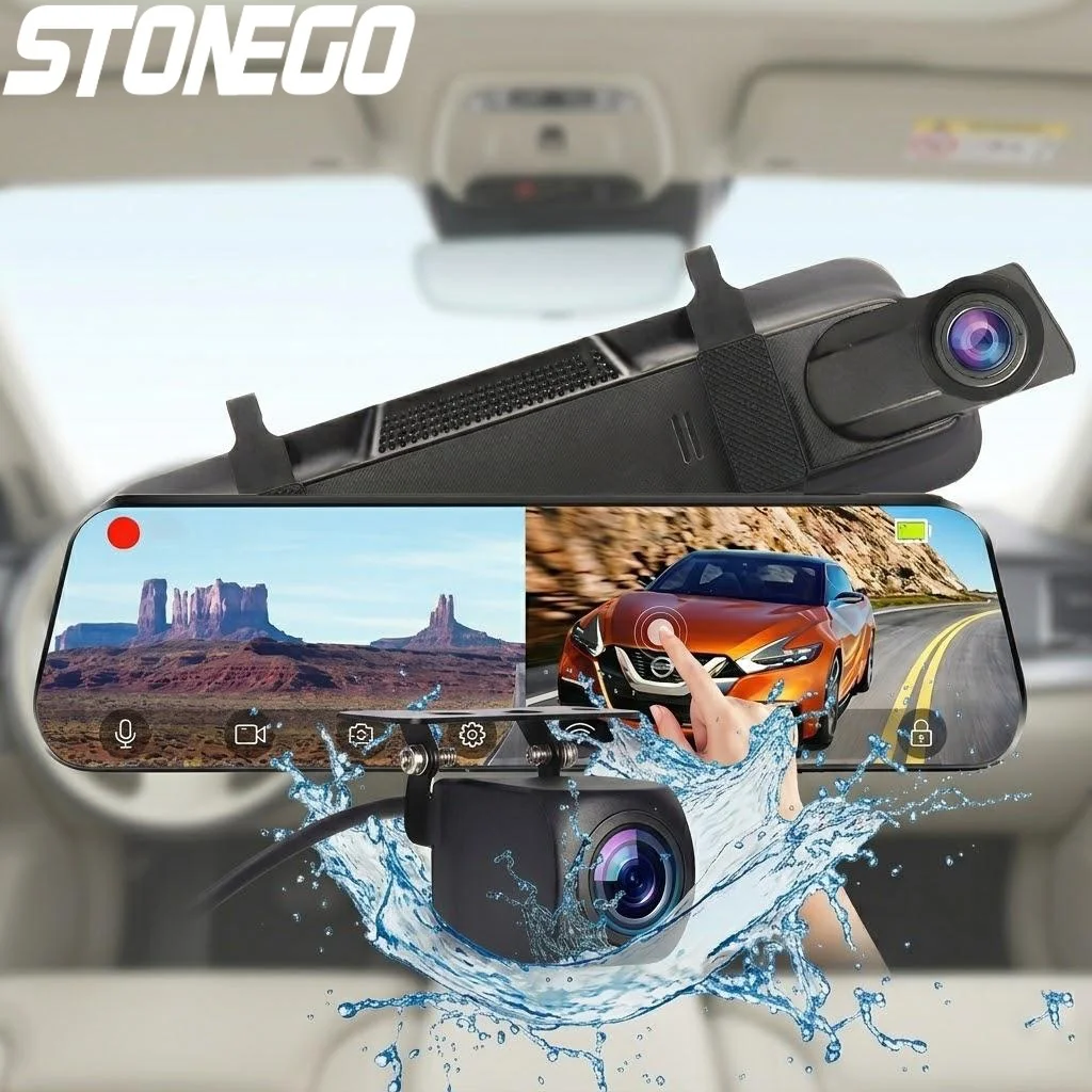 4K WIFI Touchscreen Dual Dash Cam Front Rear Camera 24H Parking Monitor Streaming Media Recorder for Car