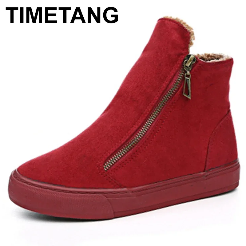 TIMETANG winter snow boots for women winter shoes with warm plush zipper for cold winter fashion boots for women brand Sweet