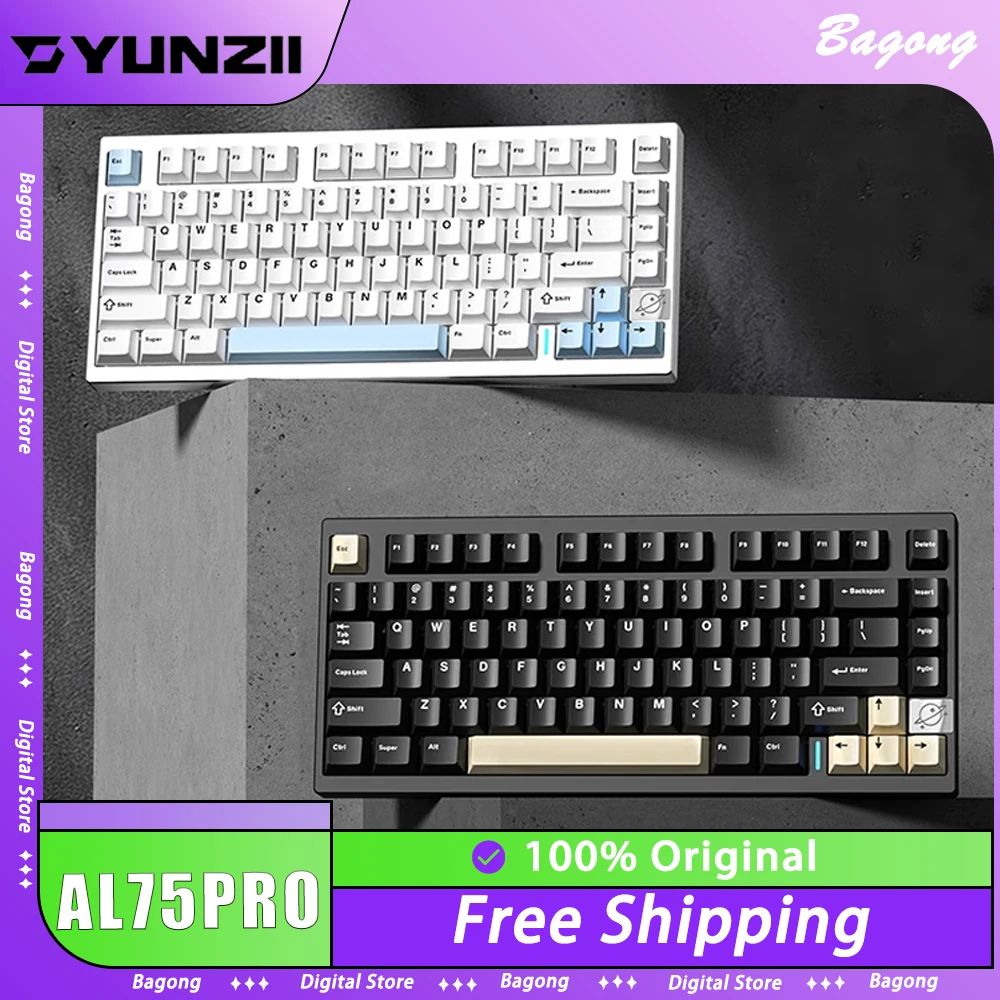 YUNZII AL75pro Mechanical Keyboard Aluminum Alloy 3 Mode Wireless Gaming Keyboard Hot Swap KEYNOUO AL75 Pro Keyboard Customized