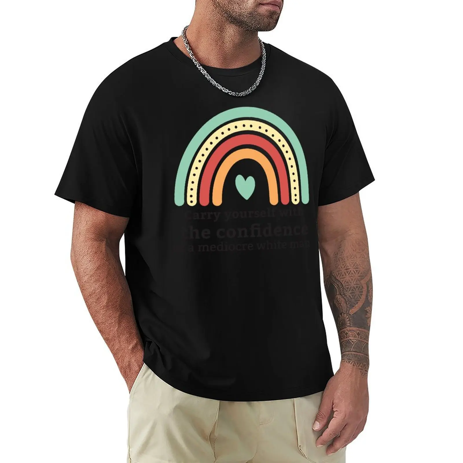 Portez votre personnalité avec confiance - T-shirt décontracté ample blanc pour homme, taille L