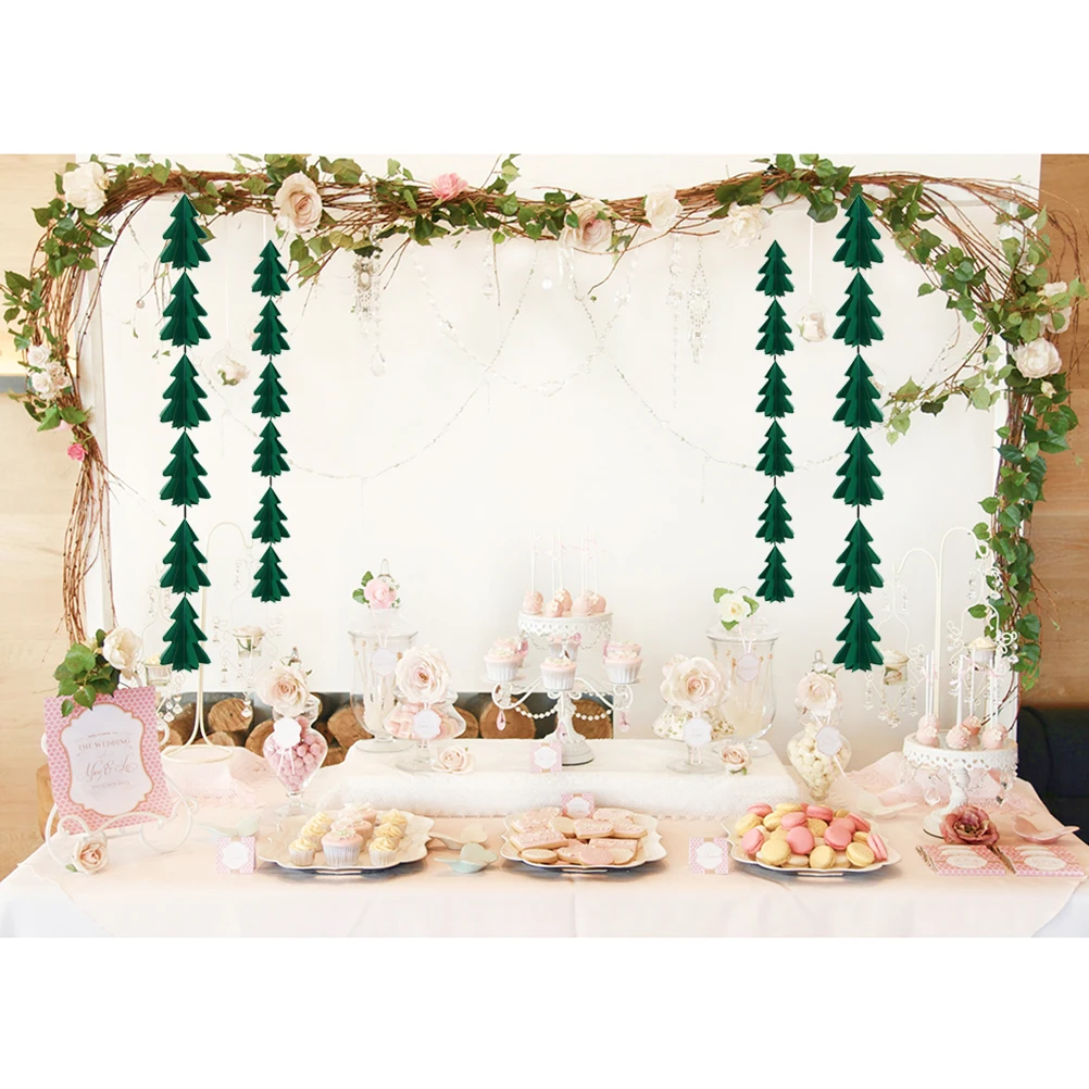 

3D Mini Christmas Trees Banner Hanging Decorations Indoor Outdoor Christmas Bunting Streamer Eco Friendly