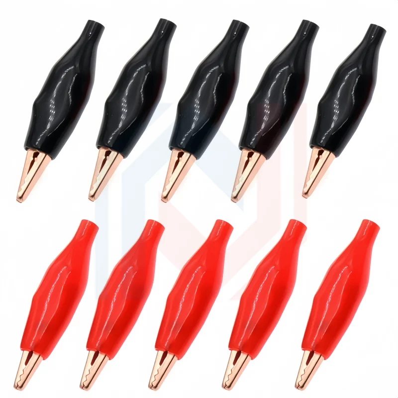 Brass Crocodile type Clip 27mm/35mm/44mm,Black Red Soft Plastic Coated Testing Probe Mini Alligator Test Clips