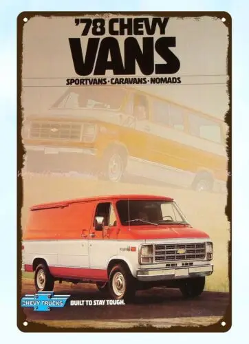 home decor 1978 automotive Van cars Sportvan Caravan Nomad metal tin sign