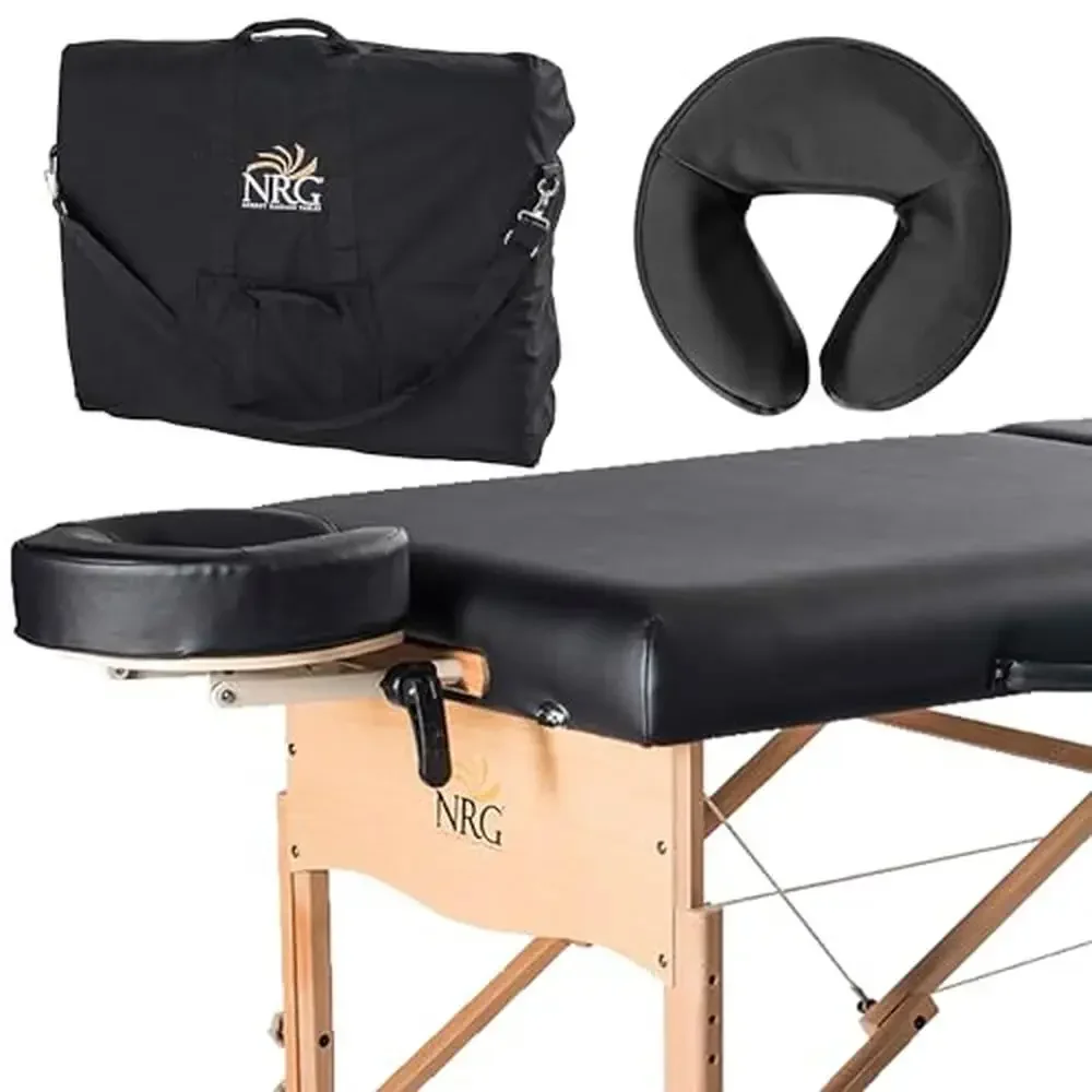 

Adjustable Face Cradle Lightweight Portable Spa Bed Deluxe Memory Foam Chi Massage Table Kit with Carrying Case Black Height