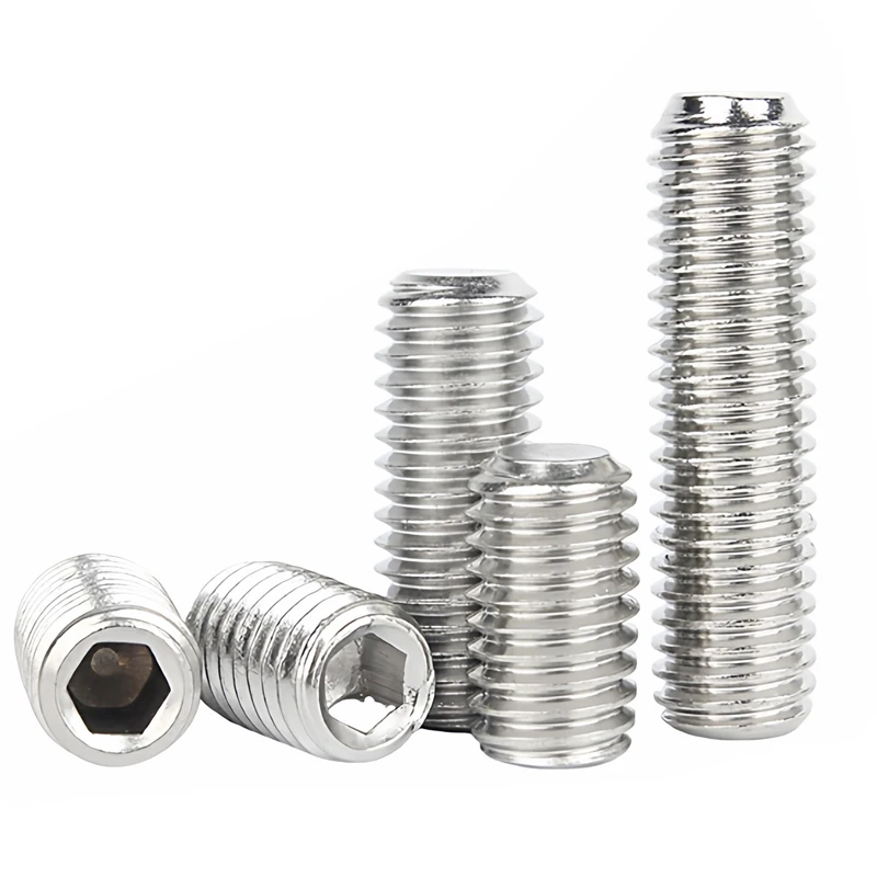 M2/M2.5/M3/M4/M5/M6/M8/M10 DIN913 Standard 304 Stainless Steel Hexagon Socket Set Screw with Flat Point 5/10/20/50/100pcs