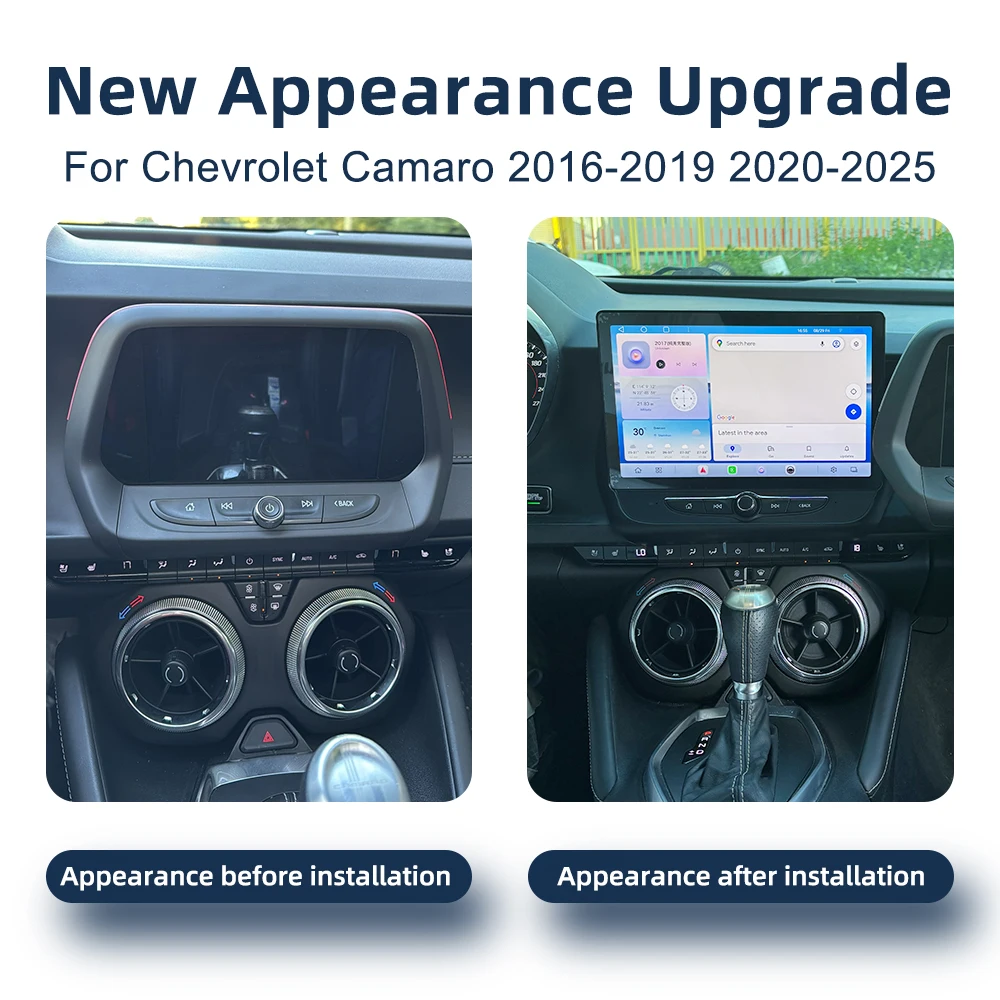 أندرويد 14.0 CarPlay اللاسلكي لسيارة شيفروليه كامارو 2016-2019 2020-2025 راديو السيارة الوسائط المتعددة مشغل فيديو نظام تحديد المواقع والملاحة 4G WiFi #1