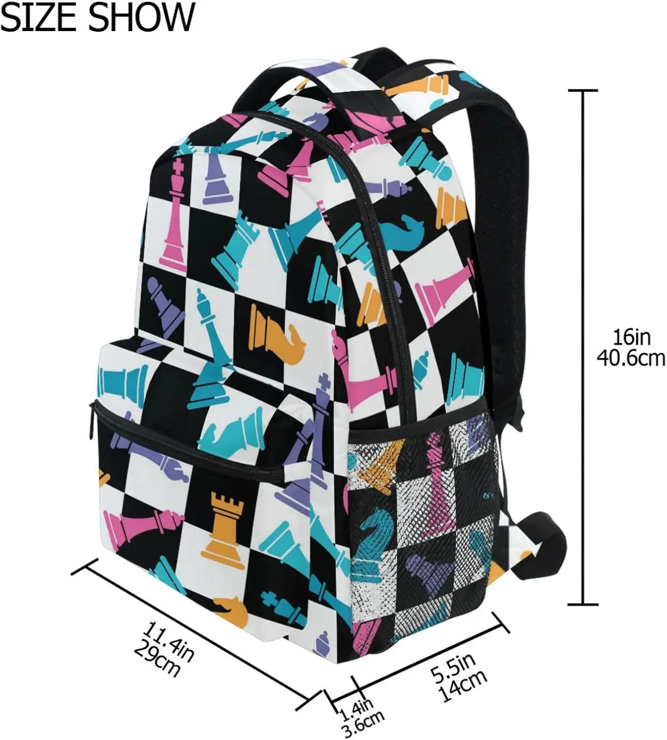 Back to School Must Have! Colorful Chess Pieces Backpack, Intellectual Game Design, Unique Bag for Strategy Lovers