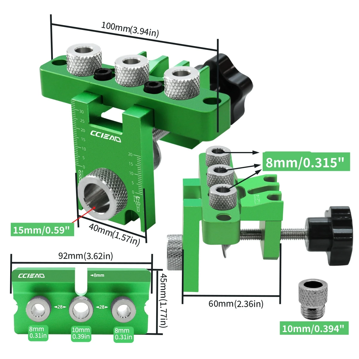 Self Centering Doweling Jig Kit - 3 in 1 Dowel Jig Kit Universal Dowel Cam Jig, Adjustable Width Woodworking Joints Tool