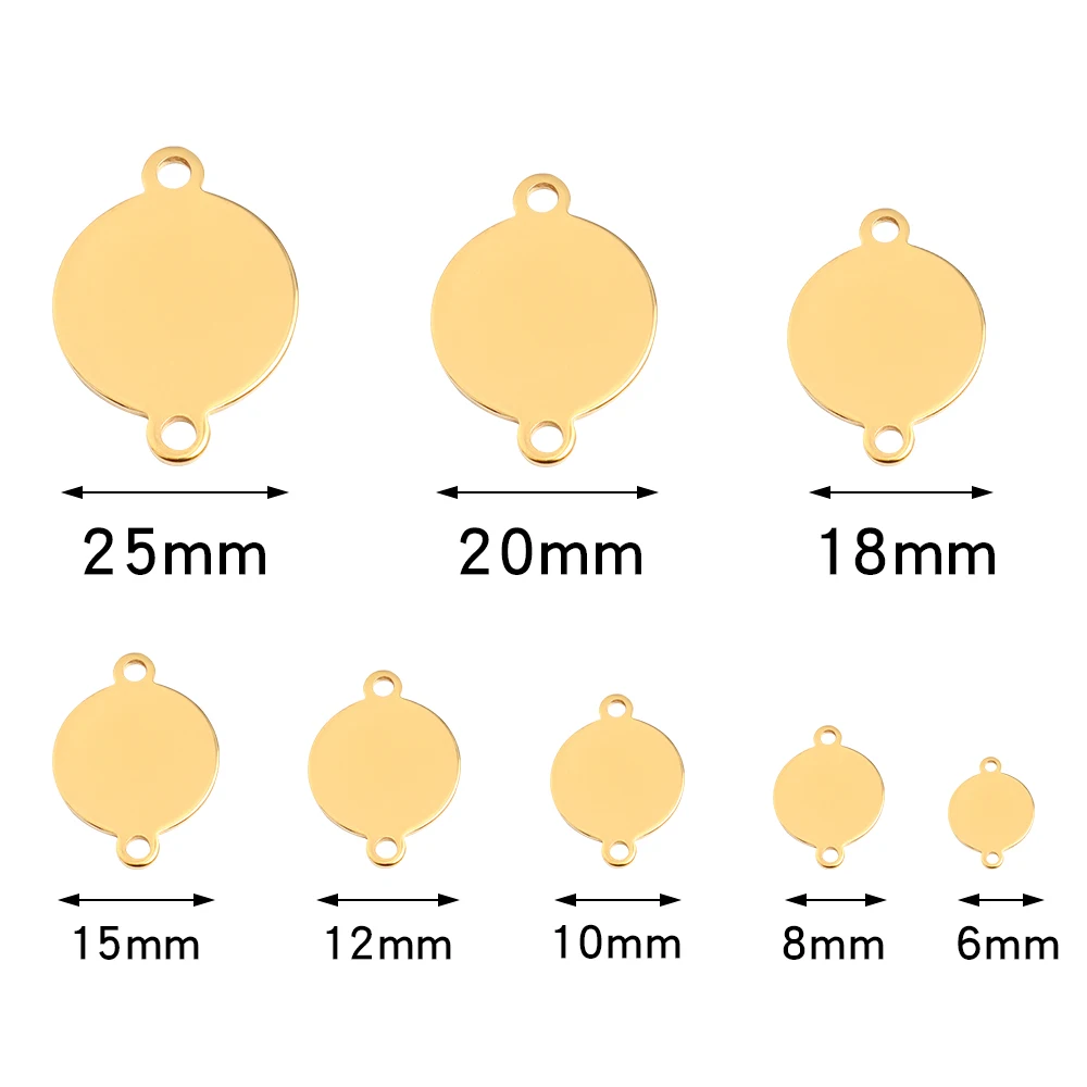 10 Stück runde Edelstahl-Charms für die Schmuckherstellung, Verbinder, Stempeln, leere Erkennungsmarken, Charm-Anhänger, passend für Halsketten im Großhandel – Detail 1