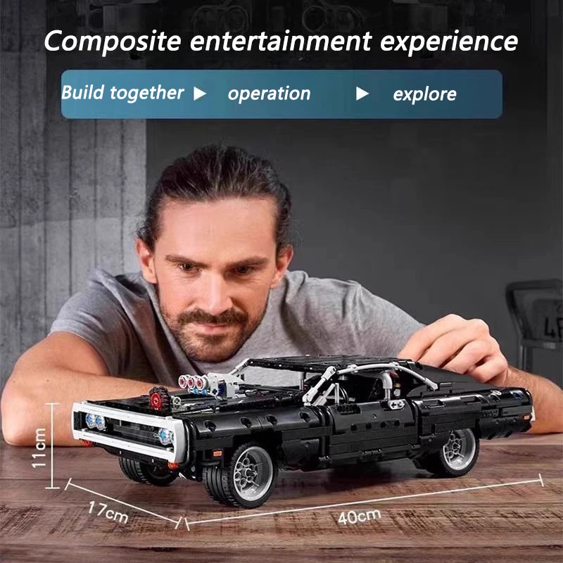 New Dodge Charger Racing Model Movie Fast Furious Car Assembly Model Cute Desktop Ornament Children Puzzle Toys Christmas Gifts