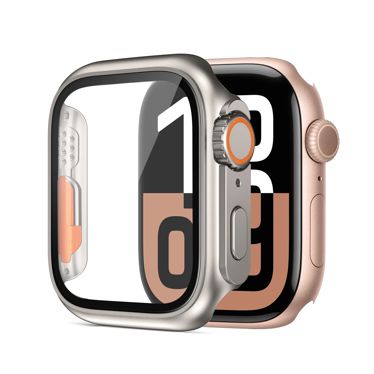 Glas + PC Stevige Cover voor Apple Watch Case 44mm 40mm 45mm 46mm 41 Upgrade 49mm Draaien in ultra 2 iWatch serie 8 7 se 9 10 42mm