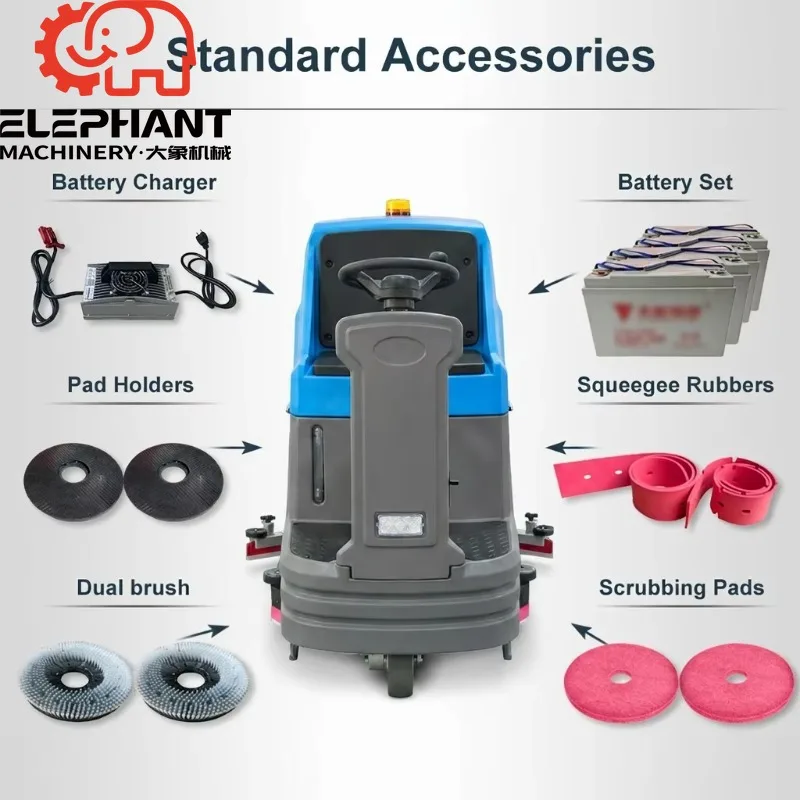 Customized Floor Scrubber Machine Floor Sweeper Industrial High Efficiency for Warehouse Ride On Battery Powered Cleaning