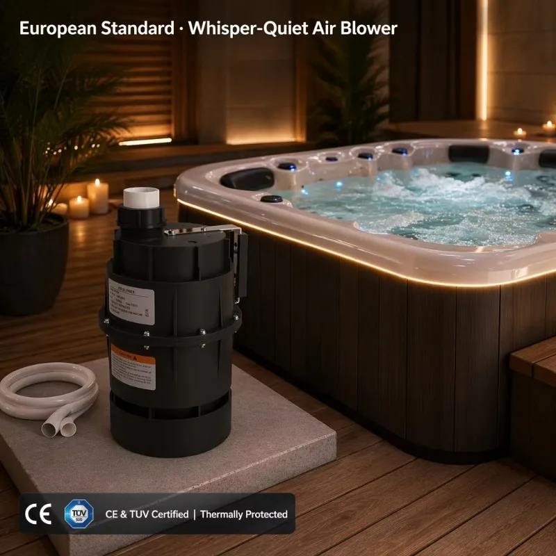 700W Spa Air Blower 220V 32mm Connector EU Plug Thermal‑Protected Bubble Air Pump For Outdoor Massage Hot Tub