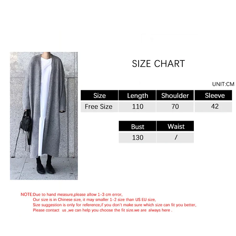 TFETTERS Brand Black Women Jumper Casual Loose Color Long Ankle-Length Sweater for Women 2024 Autumn and Winter Knitted Cardigan