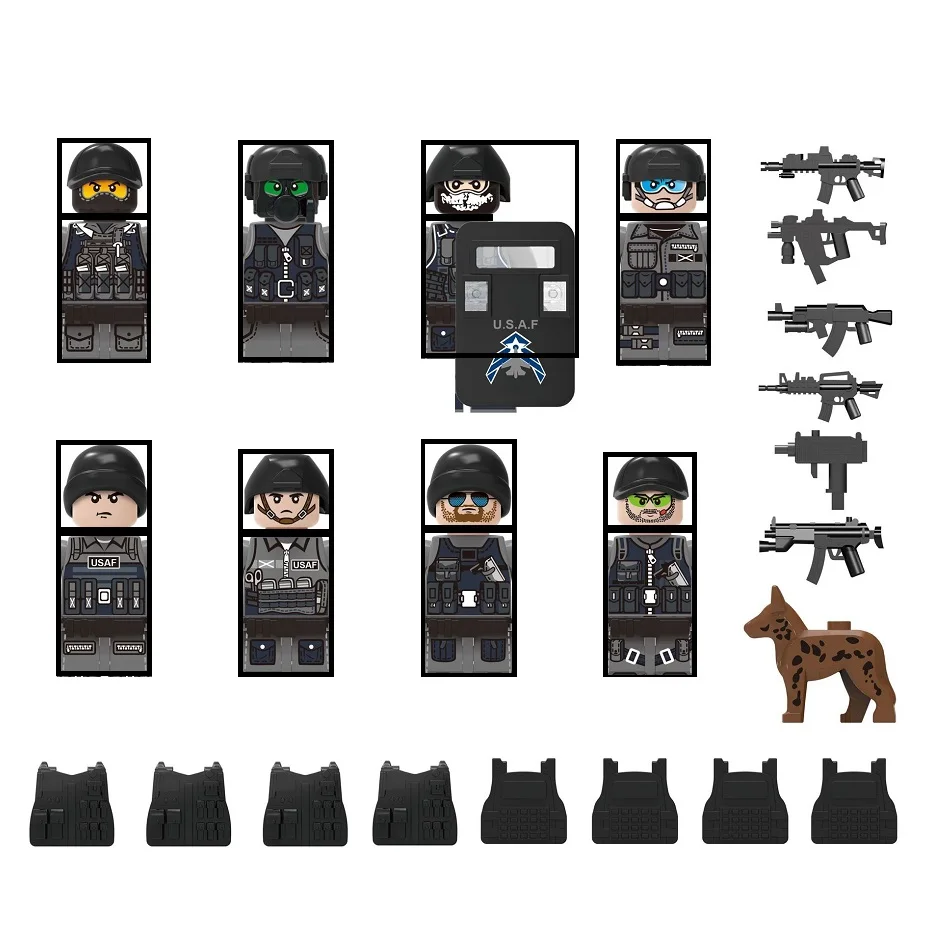 Military Modern Special Forces SR-71 Blackbird Ghost Commando Army Weapons Gun Soldier SWAT MOC Figurine Building Block Toys