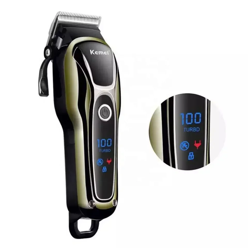 Kemei KM-1990 atualizado LCD digital de alta potência máquina de cortar cabelo elétrica push clipper