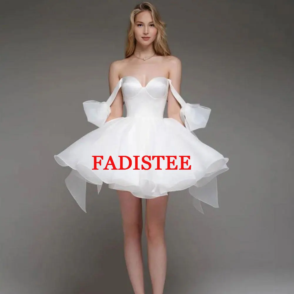 

Индивидуальное платье без бретелек с рюшами для встречи выпускников, простое однотонное бальное платье, короткое коктейльное платье для выпускного вечера, женское вечернее платье с бантом