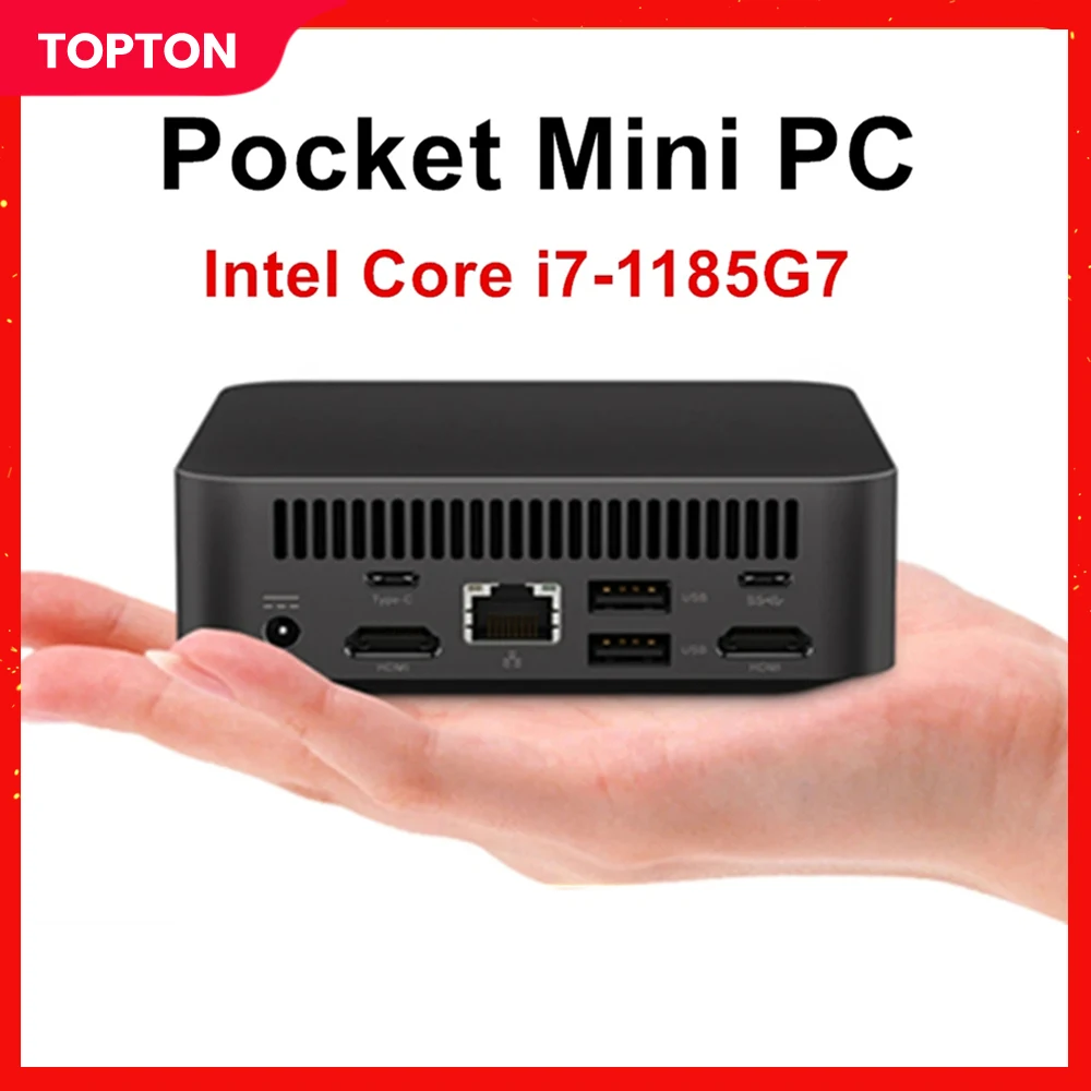 

Topton Cheap Mini PC Gaming Intel i7 1185G7 Windows 11 Desktop Computer Office Barebone Pocket PC DDR4 NVMe NUC Metal Case WiFi6