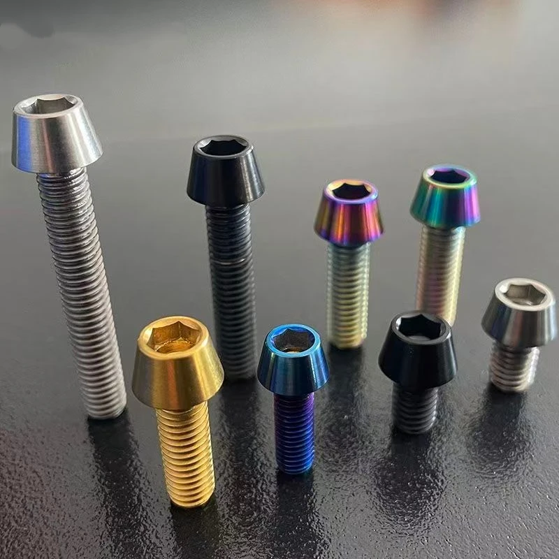 TC4 Titanium Bolts, M4 DIN912 Taper Head Screws for MTB Road Bike Bicycle Seatpost Headset Brake