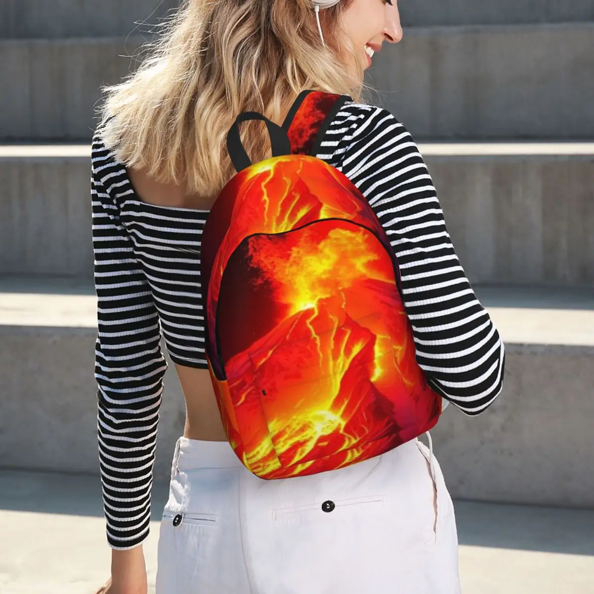 Volcano In The Snow Student Backpack School Bag Hiking Travel Daypack for Men Women Bookbag Shoulder Bags