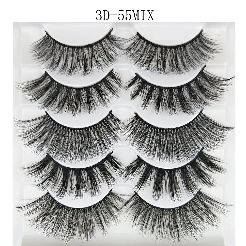 Professional Cruelty-Free Beauty Makeup Reusable Full Strips 3D Faux Mink Hair Natural Long Wispy Fluffy False Eyelashes