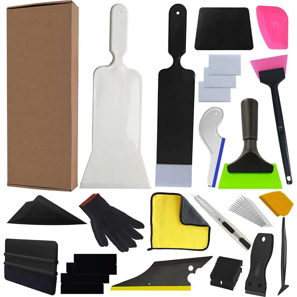 

Автомобильная виниловая тонировочная пленка, набор инструментов для установки, резиновый скребок, чистое полотенце, перчатки, упаковочная наклейка, нож для резьбы с запасными лезвиями