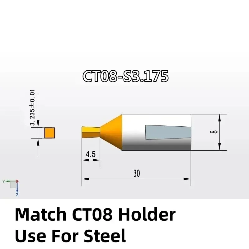 

HSS Rotary Broach Punching Cutter, Coated Square Punch Tool 8mm Shank for Steel Processing