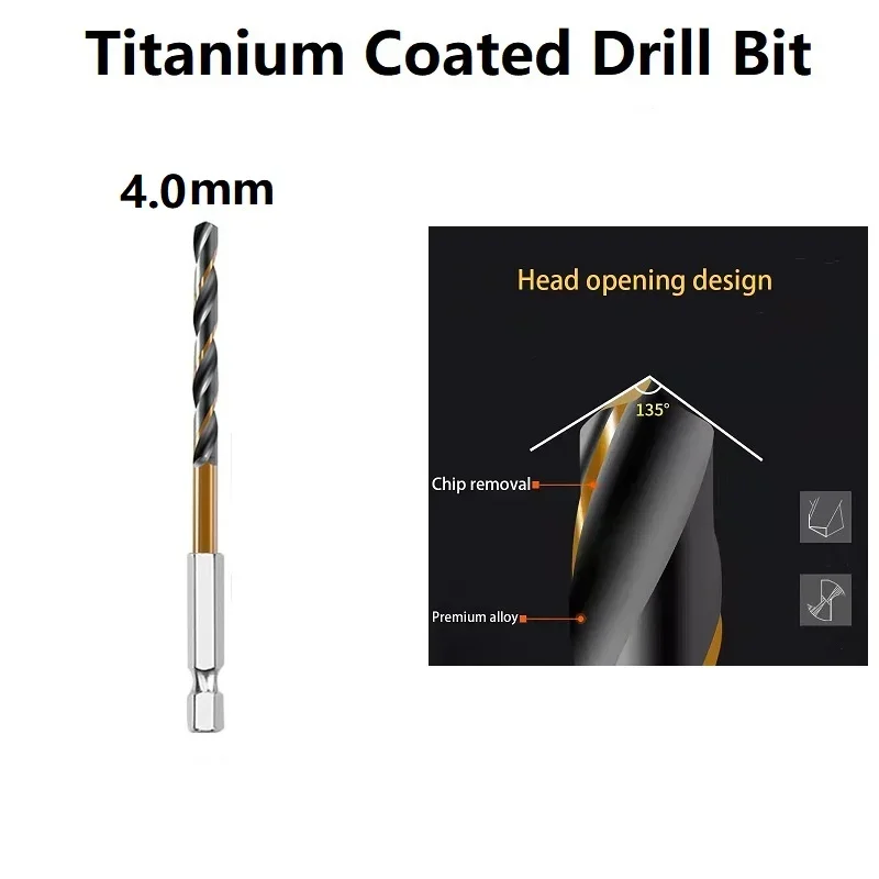 1PC 14 Size HSS Coated Drill Bit Set Hex Shank 1 5 6 5mm Long Lasting For Efficient Drilling In Various Materials