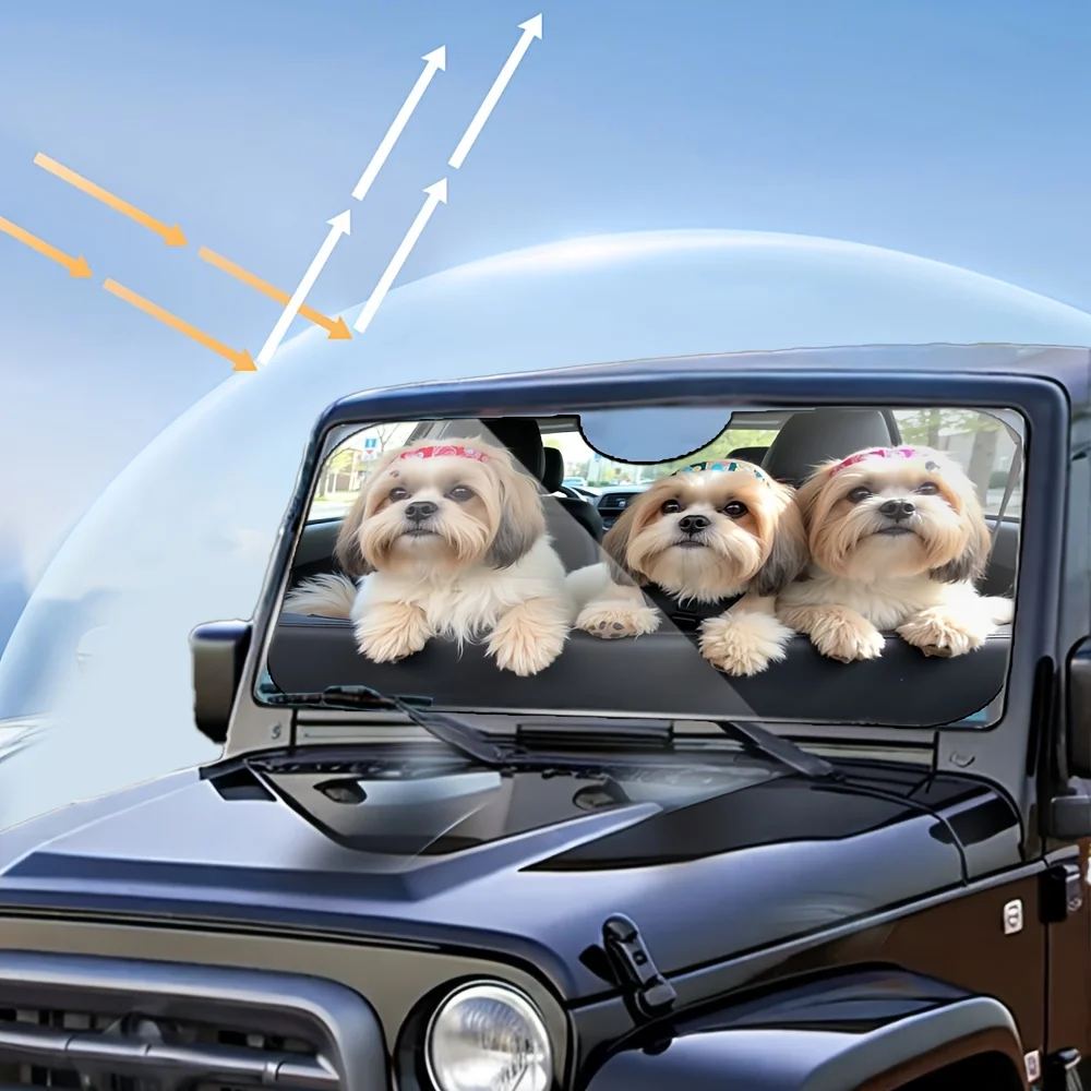 

1pc, Animal Graphic Dog Print Car Sun Shade, UV Ray Protection Windshield Sun Visor For Car, SUV, Truck