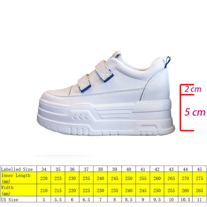 Fujin 7cm Genuine Leather Women Platform Shoes White Women Wedge Platform Autumn High Heels Autumn Chunky Sneaker Shoes