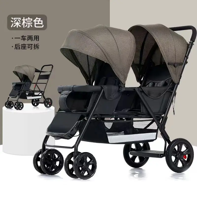 Twin baby strollers for front and back two twin sit-down portable folding baby strollers for children