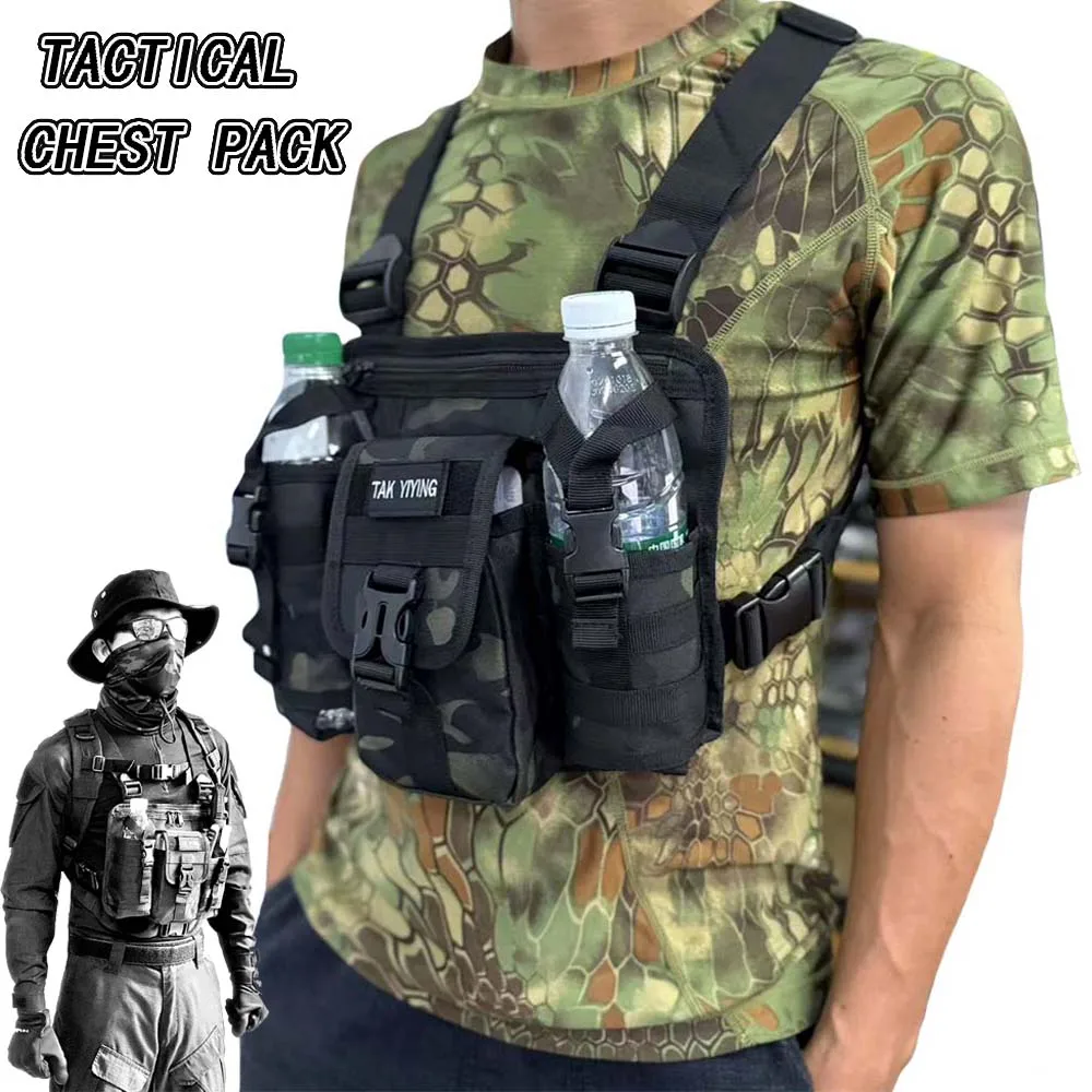 Military Fan Tactical Functional Vest Vest Bag Outdoor Multifunctional Motorcycle Riding Chest Bag For Fitness Running Cycling