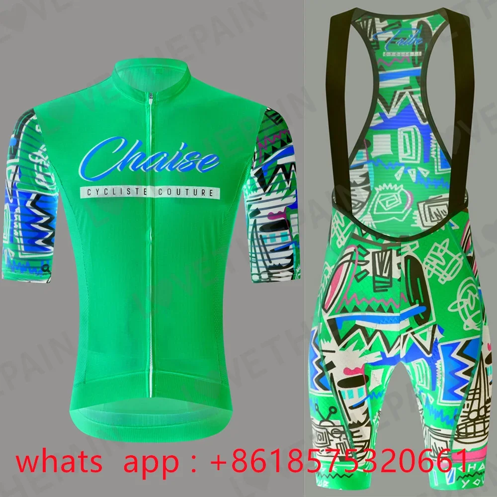 

2023 green Chaise Men Summer Cycling Clothing tops MTB Bike Clothes Maillot Ropa Ciclismo Bib Shorts 9D Gel Cycling Bicycle Suit