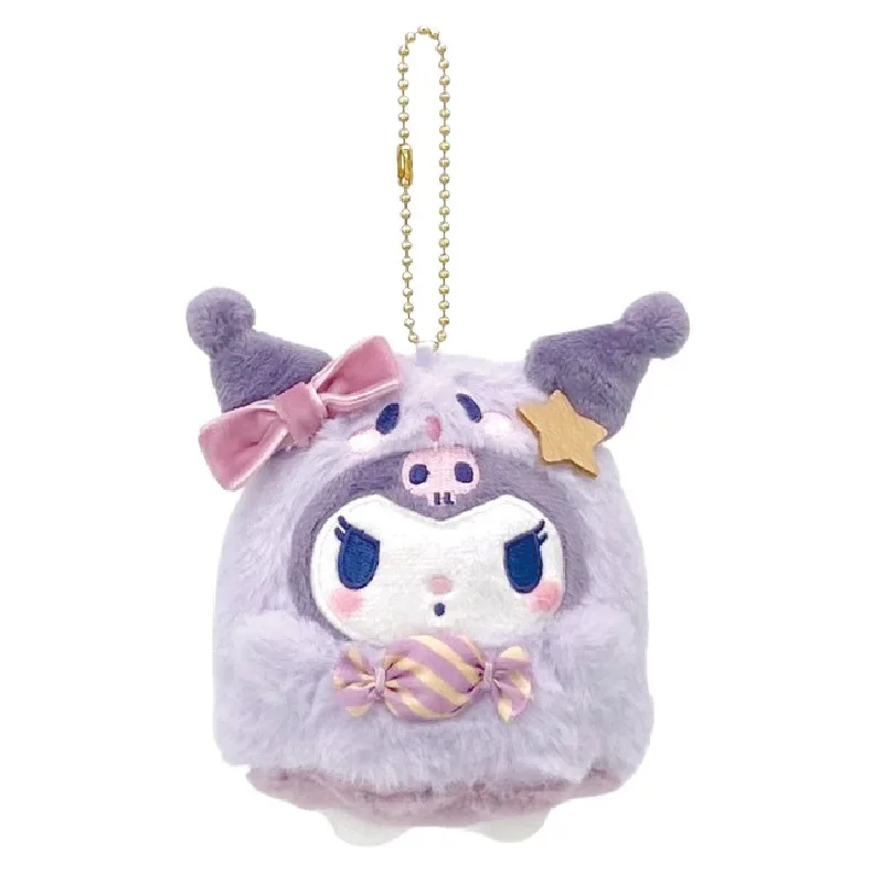 10cm/3.93in Kuromi Melody Plush Toys Keychain Cute Ghost Peripherals Accessories Toy Doll Hobbies Holiday Girl Funny Gift Decor