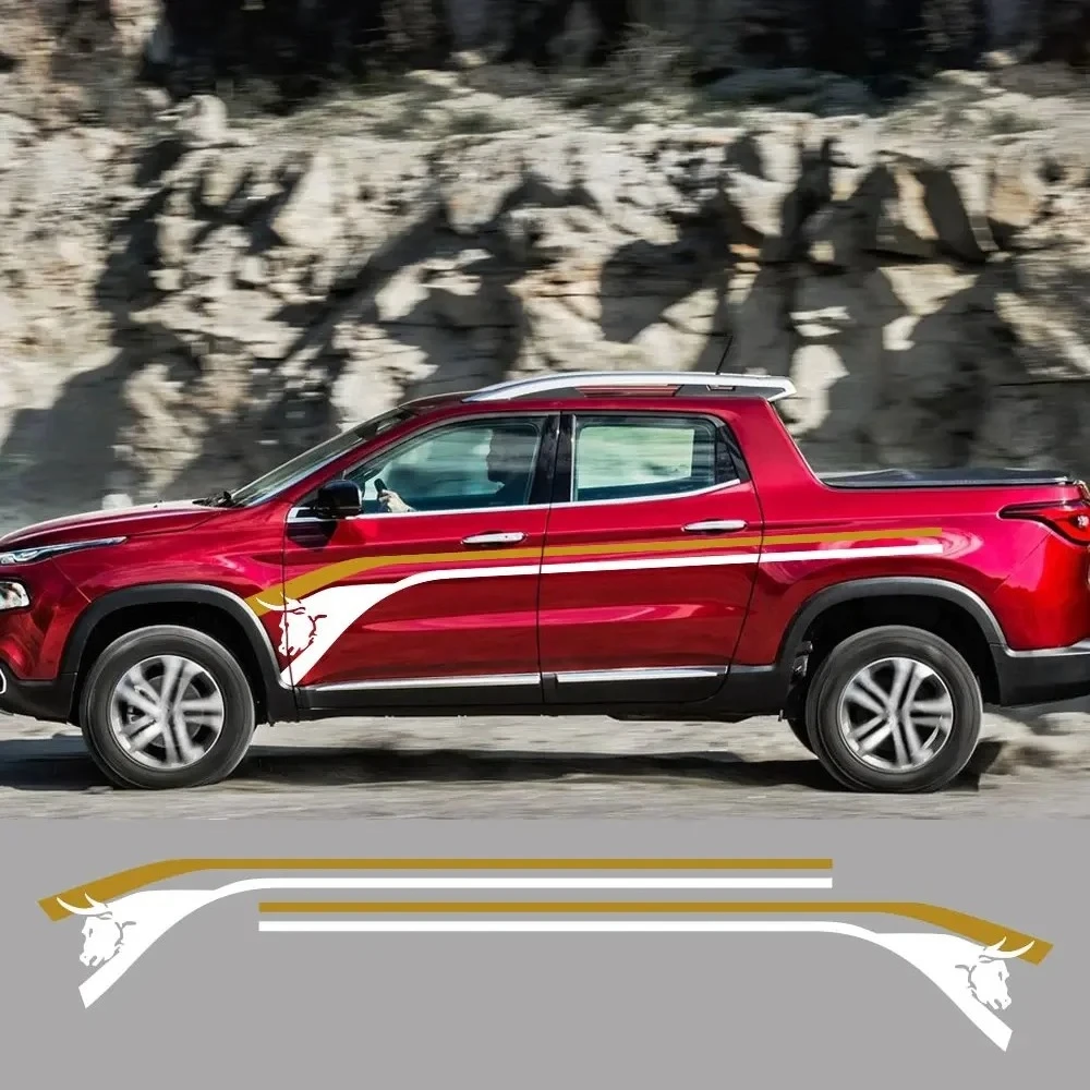 Pickup Body Side Stickers For Fiat Toro Volcano Freedom Truck Waist Line Vinyl Covers Car Decor Decals Auto Tuning Accessories