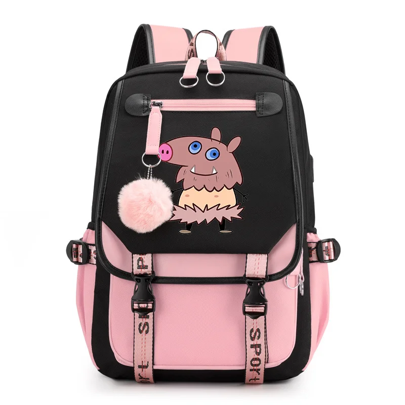 Engraçado anime harajuku mochila adolescente rua hip hop mochila de alta qualidade usb zíper mochilas anime