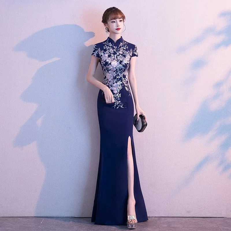 New No. 25 Banquet Evening Dress for Women 2024 New Performance Host Temperament Cheongsam Dress