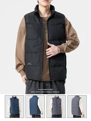 Big Size 8xl White Duck Down Padded Warm Vest Men Sleeveless Jacket Solid Color Red Blue Casual 7xl 6xl Puffer Gilet Waistcoat