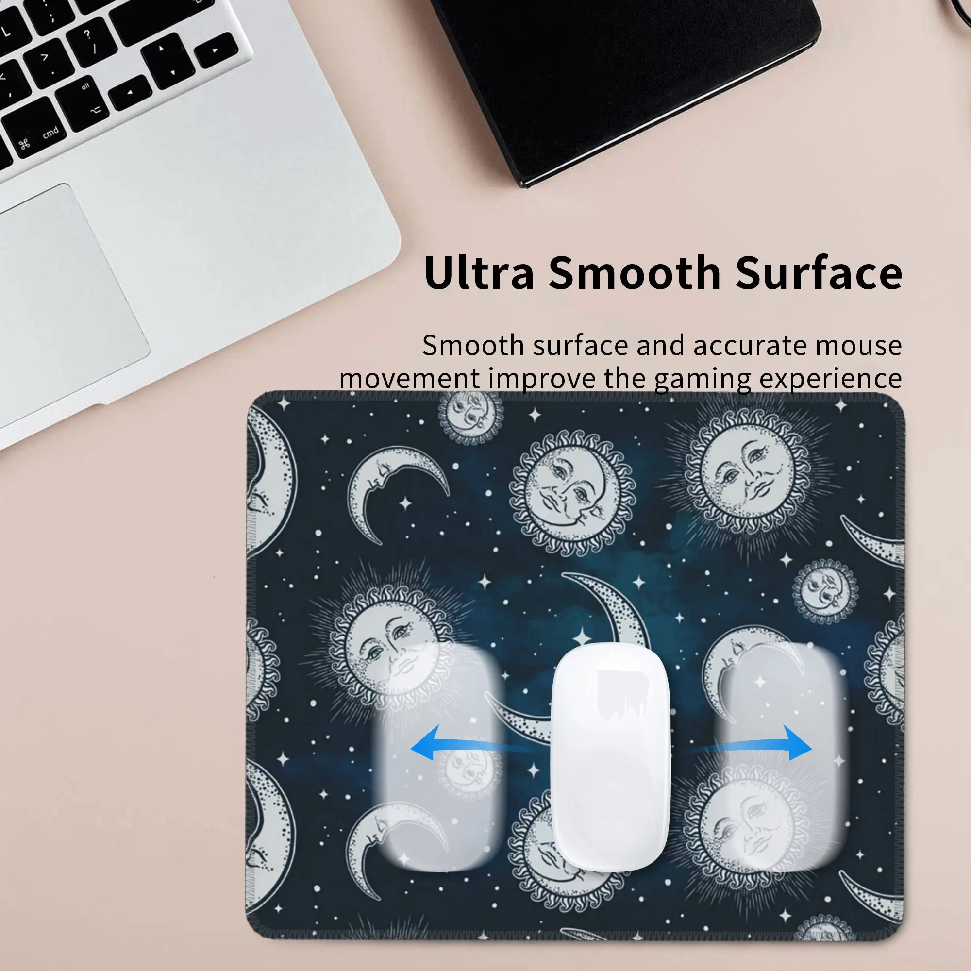 Celestial Mystic Esoteric Magic Sun Moon Mouse Pad Computer Keyboard Mouse Mat Gaming PC Laptop Desk Mat Accessories Table Mats