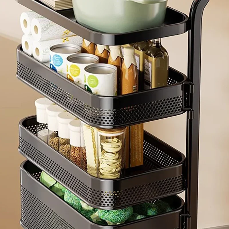 

For Shopping Compact Space Saving Minimalist Portable Wood Food Cart Belt Pulley Detachable Scarpiera