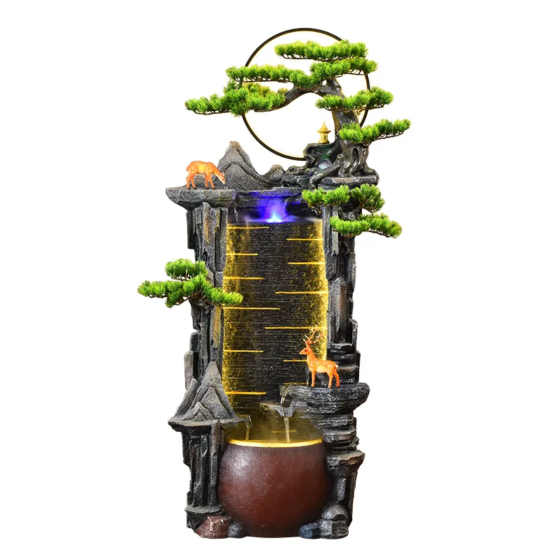 Chinese-style running water fountain ornament, living room entrance, clubhouse landscape, fish tank, home decoration gifts
