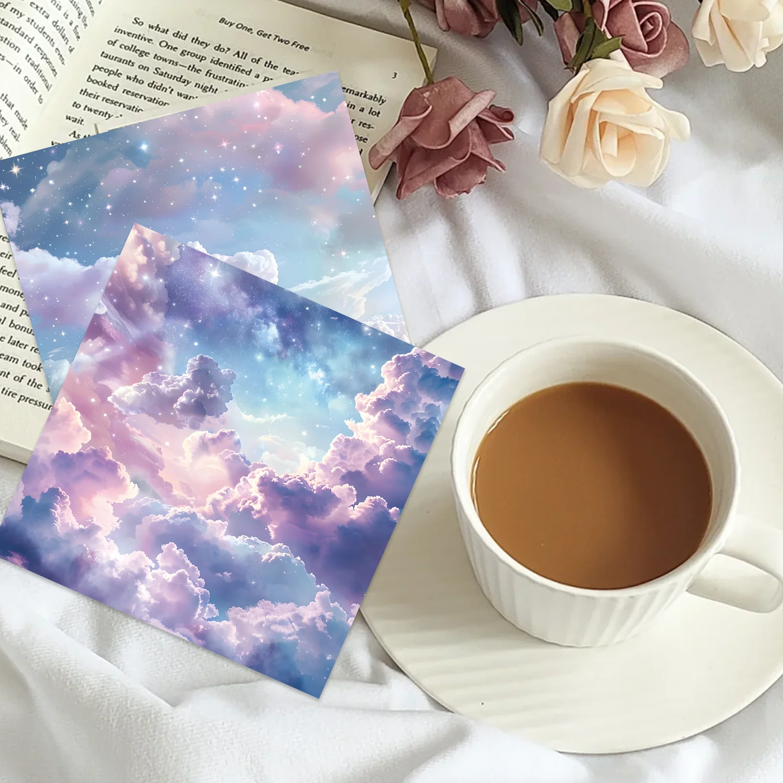 8 أوراق السماء موضوع DIY سكرابوكينغ ورقة الكولاج المواد لألبوم اليوميات اليدوية غير المرغوب فيه مجلة الإمدادات #2