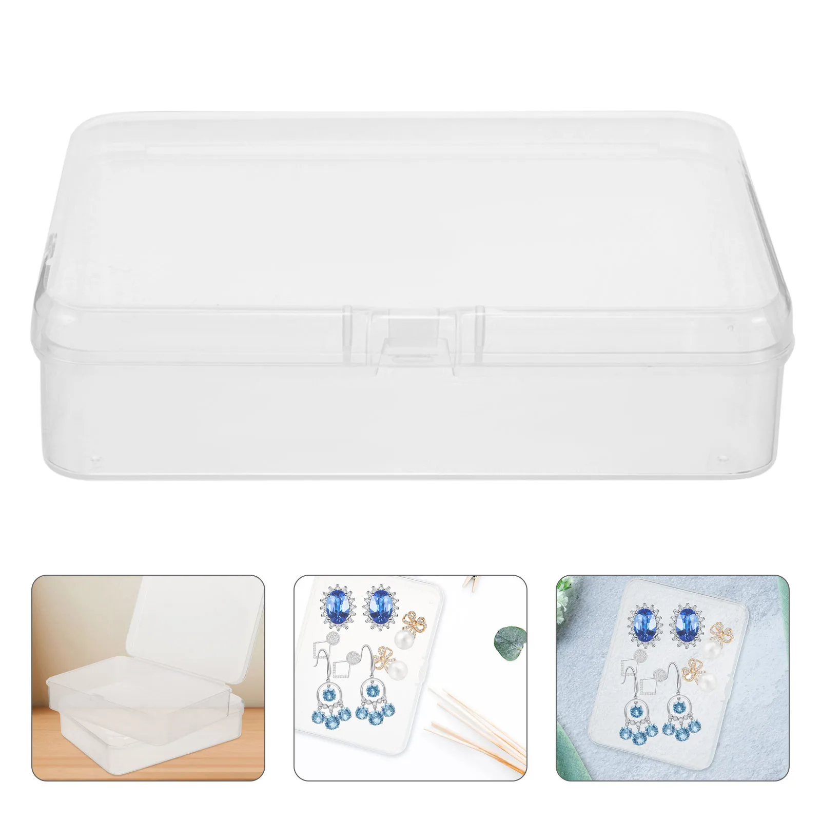 

6pcs Clear Jewelry Storage Box Small Beads Organizing Case Transparent Earring Ring Holder Plastic Container For Ear Backs