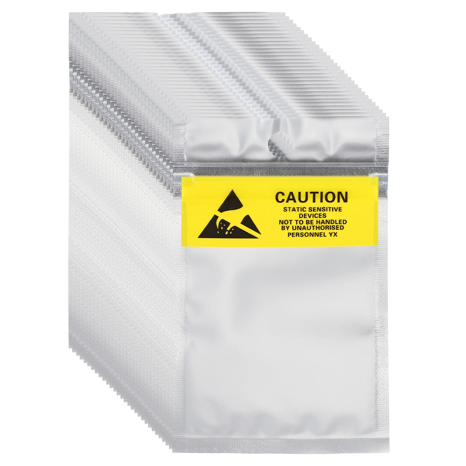 100 Pcs Anti Static Bags Resealable ESD Shielding Bag with Labels for Hard Drive HDD SSD Electronic Device Motherboards, Silver