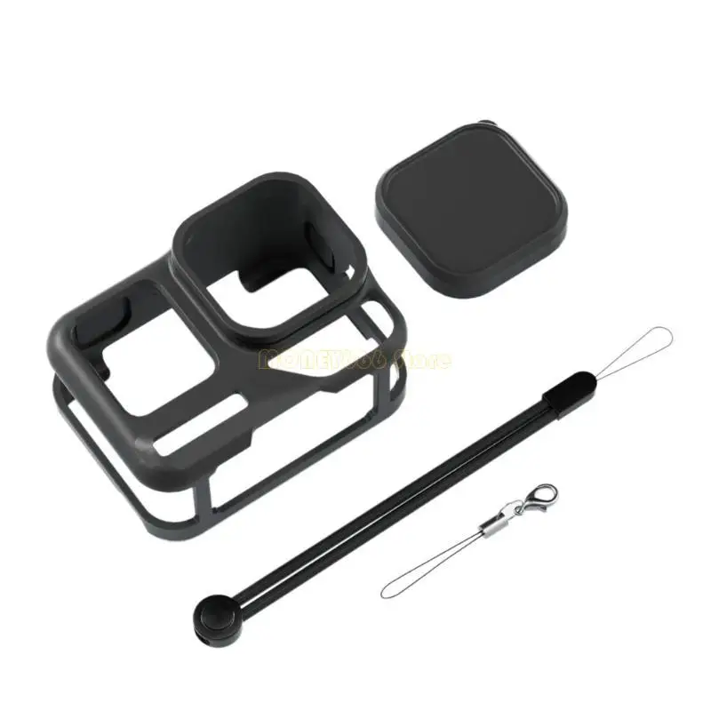 F62C 1 قم بتعيين حالة وقائية للسيليكون لكاميرا الحركة مع واقي العدسة وحبل الحبل المفقود المفقود