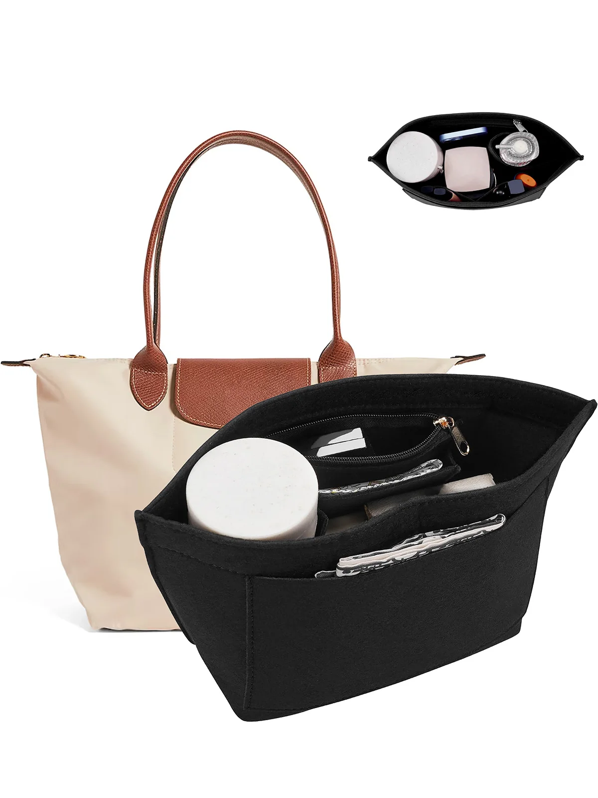 Bag Organizer Handbag Liner Bag Felt Insert Bag Makeup Travel Portable Insert Purse Organizer Large Size Tote Bag Internal Bag